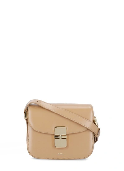 Apc Beige Smooth Leather Shoulder Bag In Brown