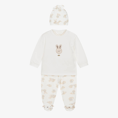 Mayoral Newborn Boys Ivory Cotton Bunny Babysuit Set