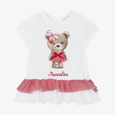 Monnalisa Babies' Girls White Cotton Tunic T-shirt