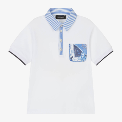 Monnalisa Kids' Boys White Cotton Polo Shirt