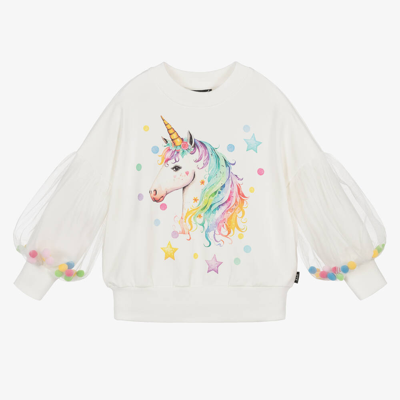 Rock Your Baby Kids' Girls Ivory Unicorn Cotton Sweatshirt