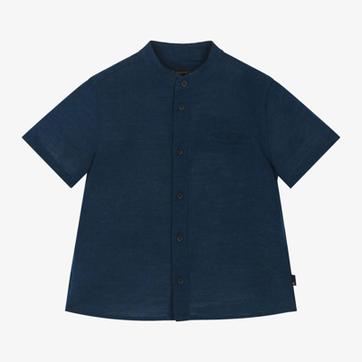 Mayoral Kids' Boys Navy Blue Cotton & Linen Shirt