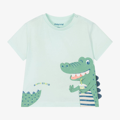 Mayoral Babies' Boys Green Cotton Crocodile T-shirt