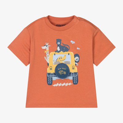 Mayoral Babies' Boys Orange Cotton Safari Truck T-shirt