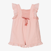 MAYORAL GIRLS CORAL PINK SHIRRED COTTON PLAYSUIT