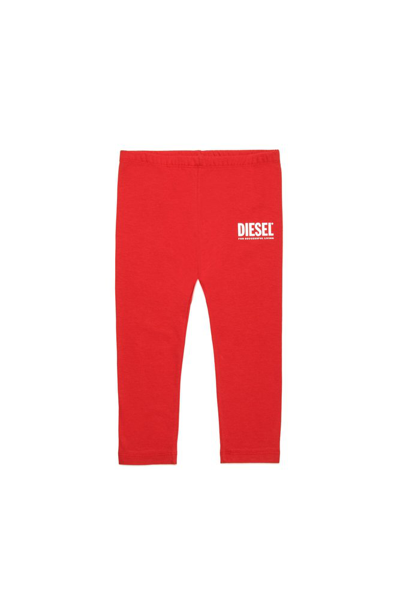 Diesel Kids Panb Logo Printed Elastic Waist Trousers In Red