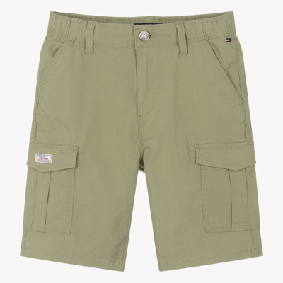 Tommy Hilfiger Teen Boys Khaki Straight Fit Cargo Shorts In Green