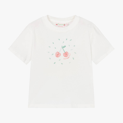Bonpoint Kids' Girls White Cotton Cherry T-shirt