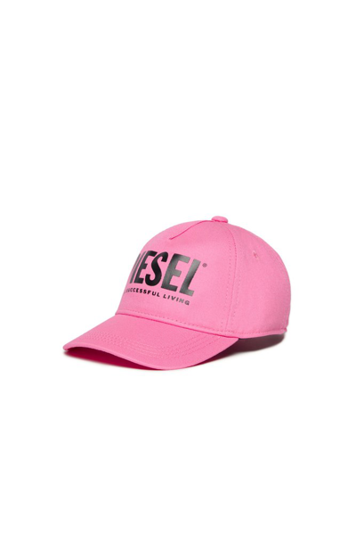 Diesel Kids Ftallib Logo Printed Baseball Cap In Pink