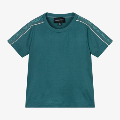 Emporio Armani Kids' Boys Green Viscose & Cotton T-shirt