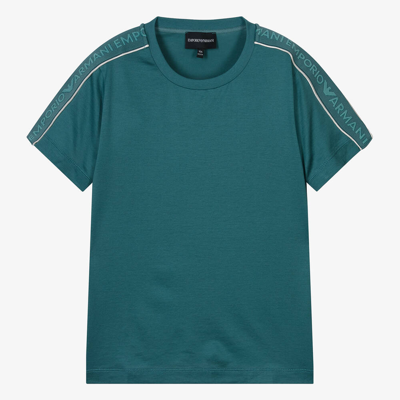 Emporio Armani Teen Boys Green Viscose & Cotton T-shirt
