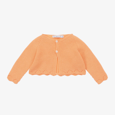 Paloma De La O Babies'  Girls Orange Knitted Cardigan