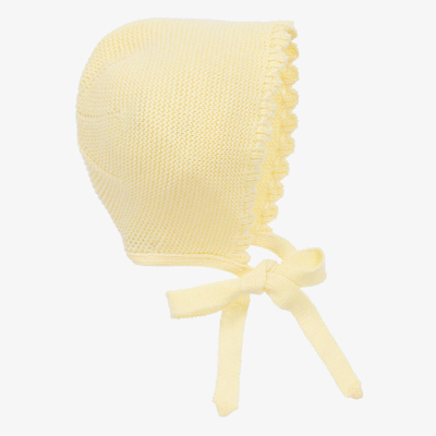 Paloma De La O Baby Girls Yellow Cotton Knit Bonnet