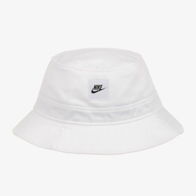 Nike White Cotton Bucket Hat