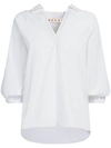 Marni Cotton Layer Sleeves Minimal Crew Neck Blouse Top In White