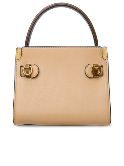 Tory Burch 'lee Radziwill' Beige Leather Bag In Brown