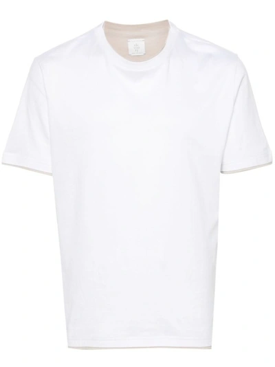 Eleventy White Cotton Jersey Texture T-shirt