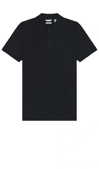 Calvin Klein Move Zip Polo In 黑色