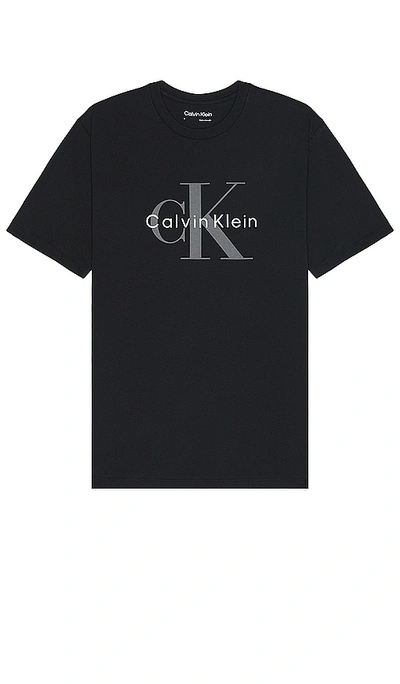Calvin Klein Mono Logo Tee In 黑色