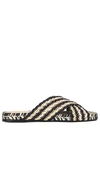 Castaã±er Palmera Criss-crossed Straps Slides In Black & Tostado