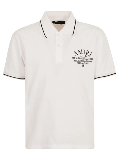 Amiri Logo-embroidered Cotton Polo Shirt In White