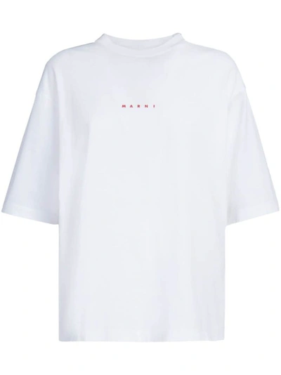 Marni Logo-print Cotton T-shirt In White