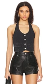 Rolla's Halter Denim Vest In Ash Black