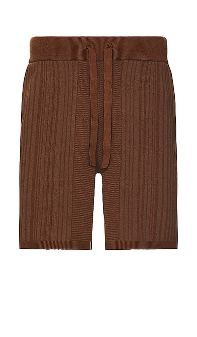 Wao Fully Knitted Pattern Short In Brown & Taupe