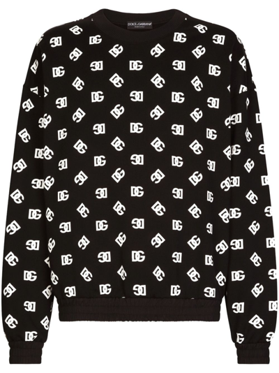 Dolce & Gabbana Logo-print Cotton-blend Sweatshirt In Black