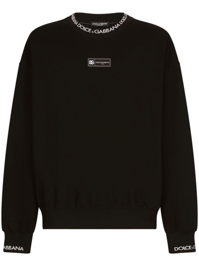 Dolce & Gabbana Black Logo-jacquard Trims Sweatshirt