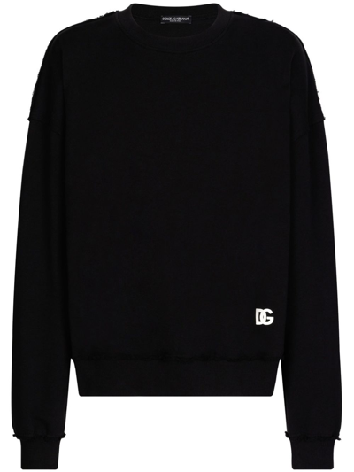 Dolce & Gabbana Logo-print Cotton Sweatshirt In Black