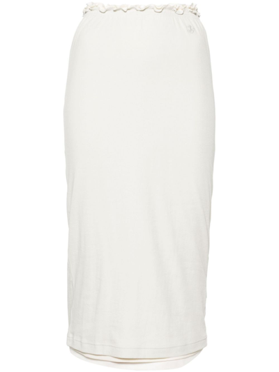 Jil Sander White Layered Cotton Midi Skirt