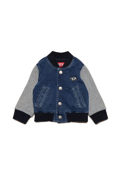 Diesel Kids Jeremyb Logo Patch Jacket In Blue