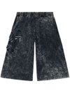 Diesel P-eckyo-peeloval Marbled Cropped Cotton Joggers In Black