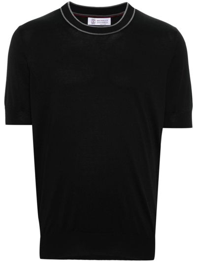 Brunello Cucinelli T-shirt A Maglia Fine In Black