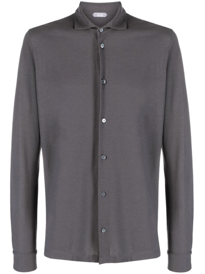 Zanone Long-sleeve Cotton Shirt In Gray