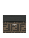 Fendi Ff Jacquard Fabric Card Holder Accessories In Brown