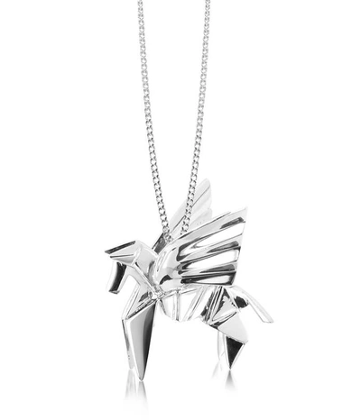 Gucci Necklaces Sterling Silver Pegasus Pendant Long Necklace In Argenté