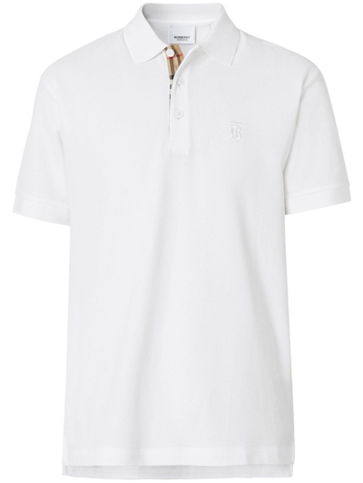 Burberry Polo Con Monogramma In White