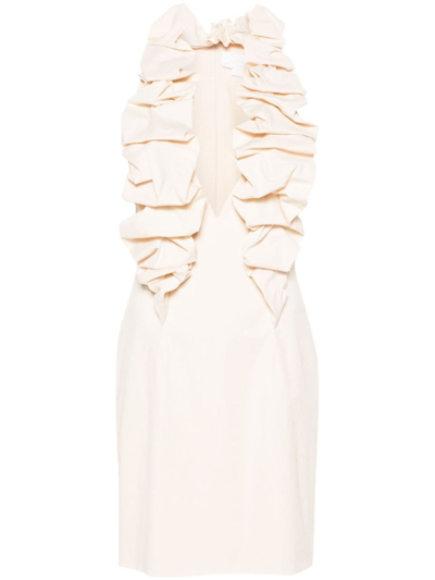 Genny Ruffle-trim Crinkled Minidress In White