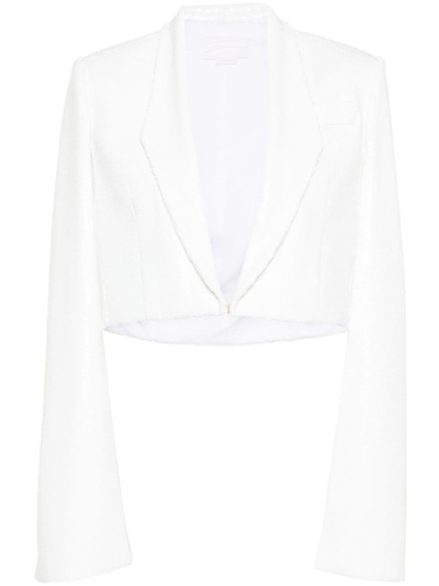 Genny Sequinned Cropped Blazer In White