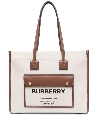 Burberry Freya Small Tote Bag In White