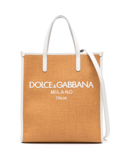 Dolce & Gabbana Borsa Tote Con Ricamo In White