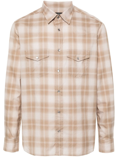 Tom Ford Check-pattern Cotton Shirt In White