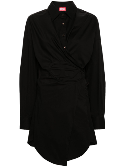 Diesel D-sizen-n1 Poplin Shirt Dress In Black