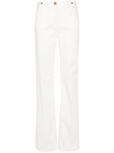 Elisabetta Franchi Logo-plaque Straight Jeans In White