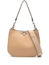 Valentino Rockstud-embellished Leather Shoulder Bag In Brown