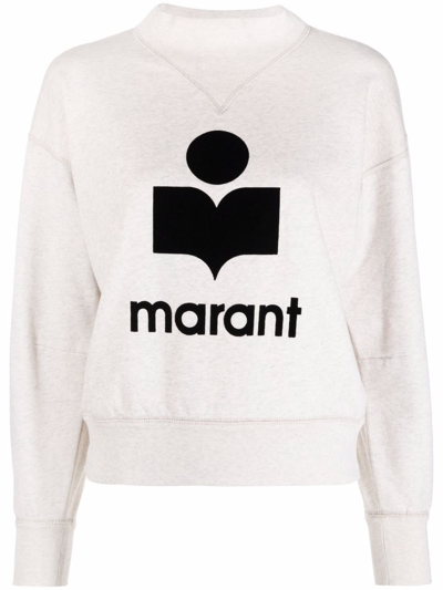 Marant Etoile Moby Logo Cotton Sweatshirt In White
