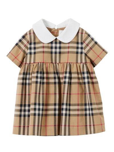 Burberry Baby Girls Beige Vintage Check Dress In White