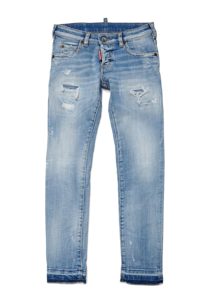 Dsquared2 Kids' Clement Straight-leg Jeans In Blue